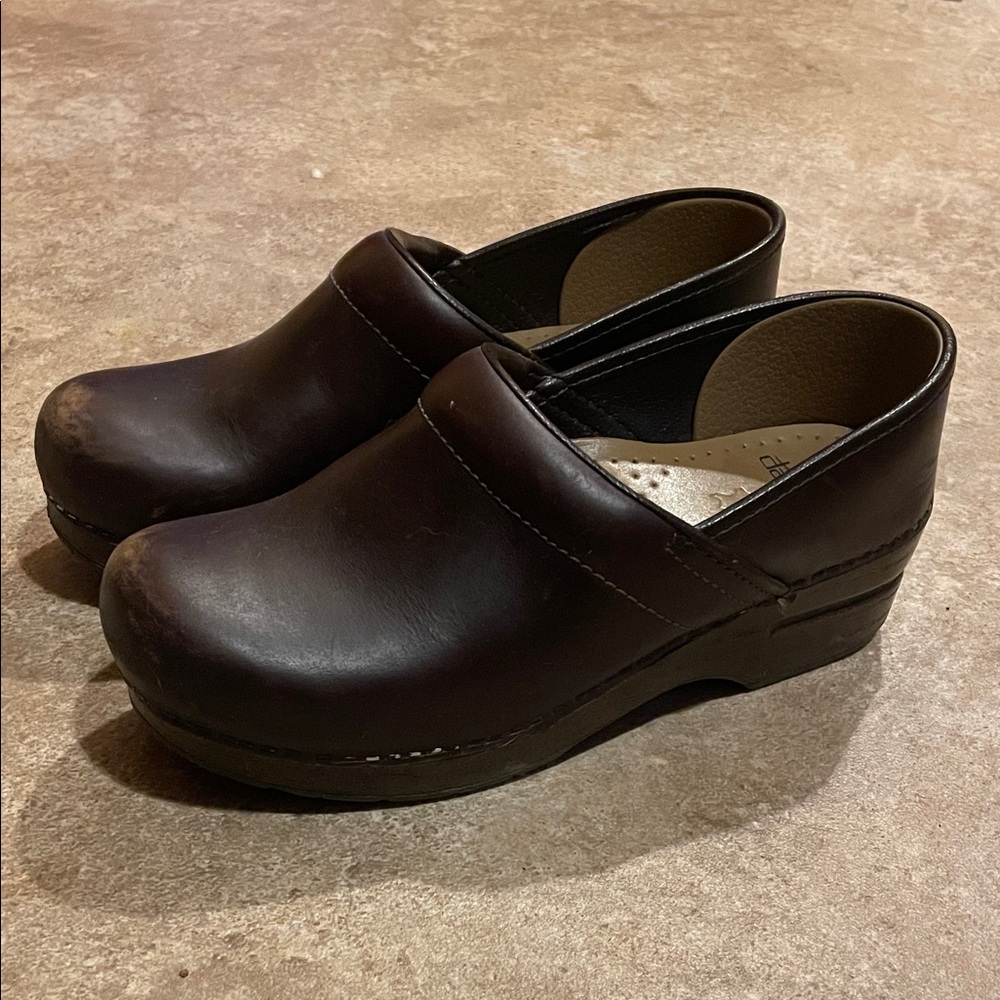 Dansko Dark Brown Leather Slip-On Shoes